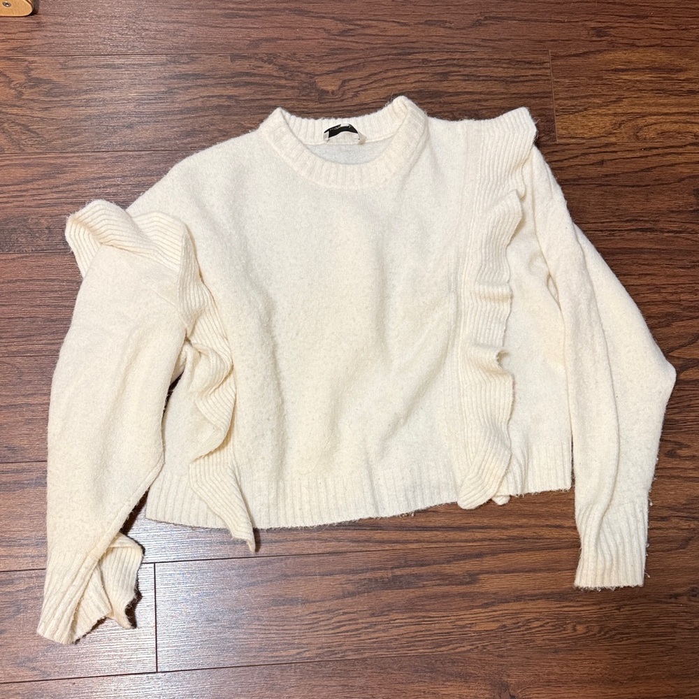 3.1 Phillip Lim Cream Ruffle Detail Sweater